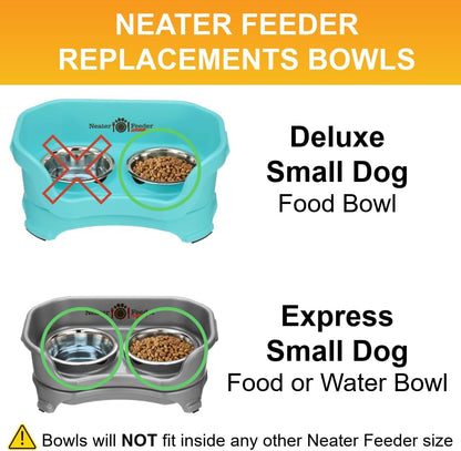 1.5 Cup (12 Oz.) Stainless Steel Dog Bowls, Set of 2 Neater Feeder Replacement Bowls (Cat/Small Models), Dog Food Bowl &amp; Water Bowl, Dishwasher Safe Metal Dish for Cats &amp; Small Dogs