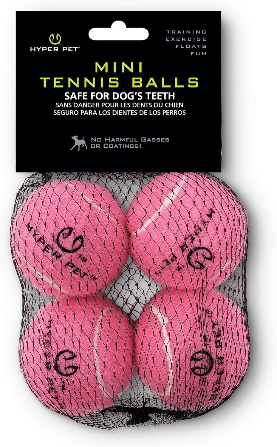 MINI Tennis Balls for Dogs (Safe Dog Ball Tennis Balls for Exercise &amp; Training) Interactive Toys Work with  K9 Kannon MINI Dog Ball Launcher - 4 Pack Pink