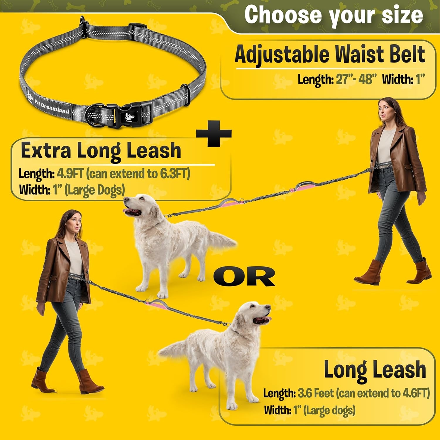 Exquisite Handsfree Dog Leash for Large Dogs. Ultimate Comfort &amp; Freedom for Walking and Hiking. Premium Quality, Durable &amp; Versatile Waist Belt. Your Dog Will Love This Running Leash.