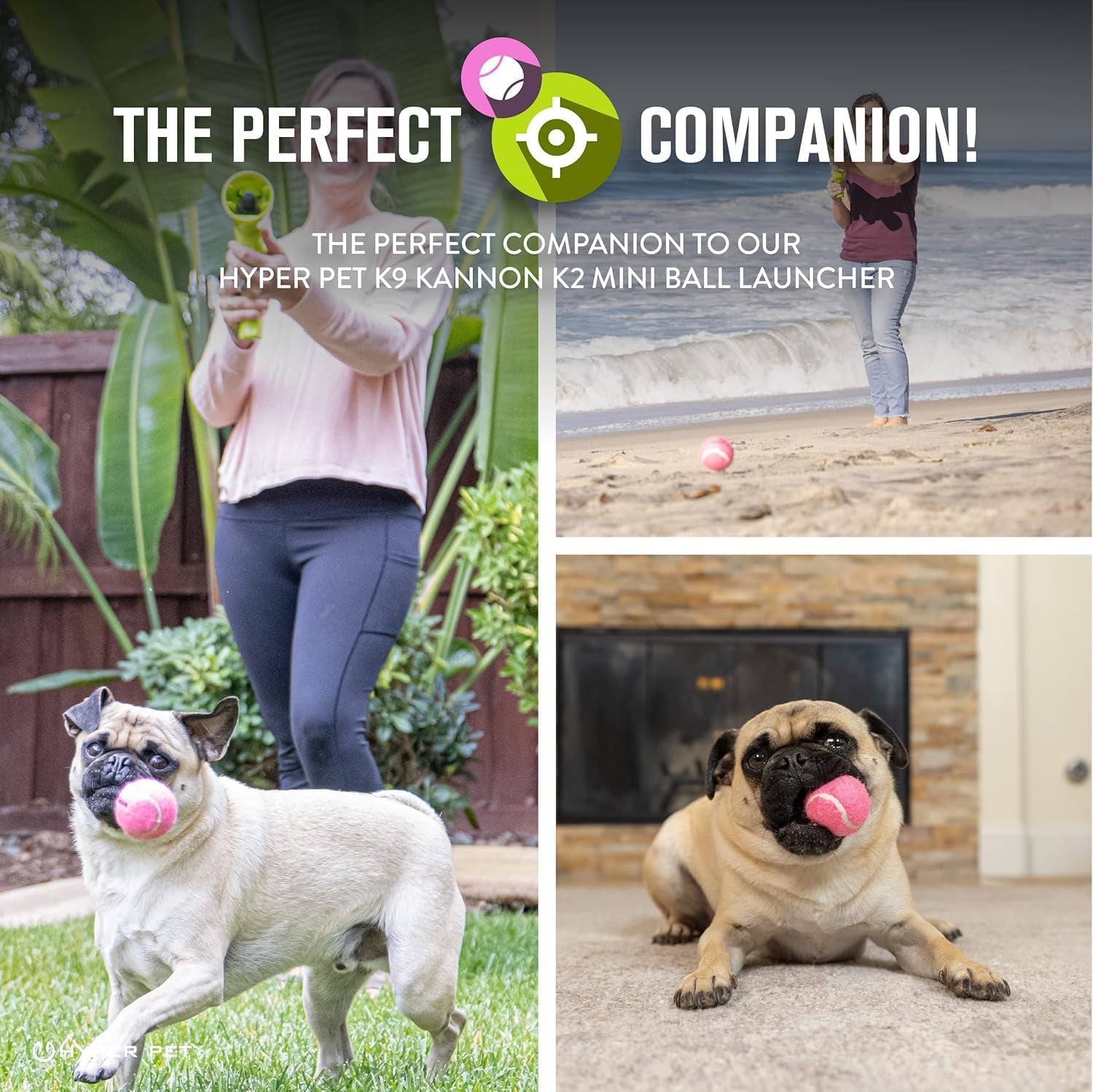 MINI Tennis Balls for Dogs (Safe Dog Ball Tennis Balls for Exercise &amp; Training) Interactive Toys Work with  K9 Kannon MINI Dog Ball Launcher - 4 Pack Pink