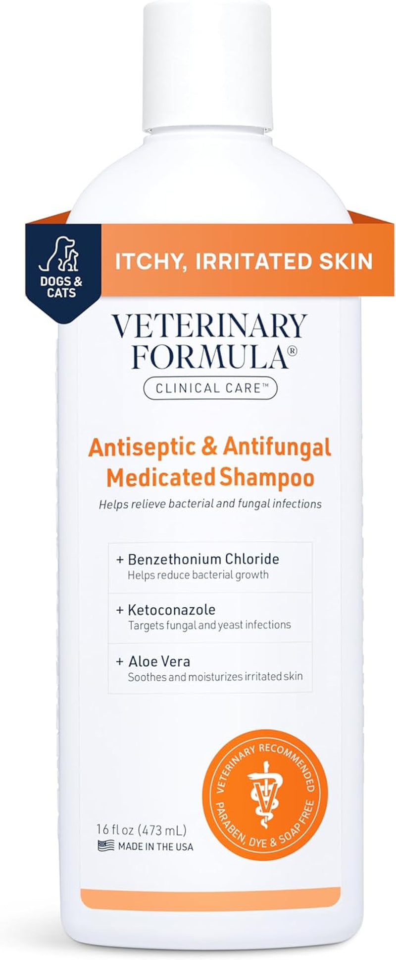 Clinical Care Antiseptic and Antifungal Medicated Shampoo for Dogs &amp; Cats, 16 Fl Oz – Helps Alleviate Scaly, Greasy, Red Skin – Paraben, Dye, Soap-Free (1 Pack)