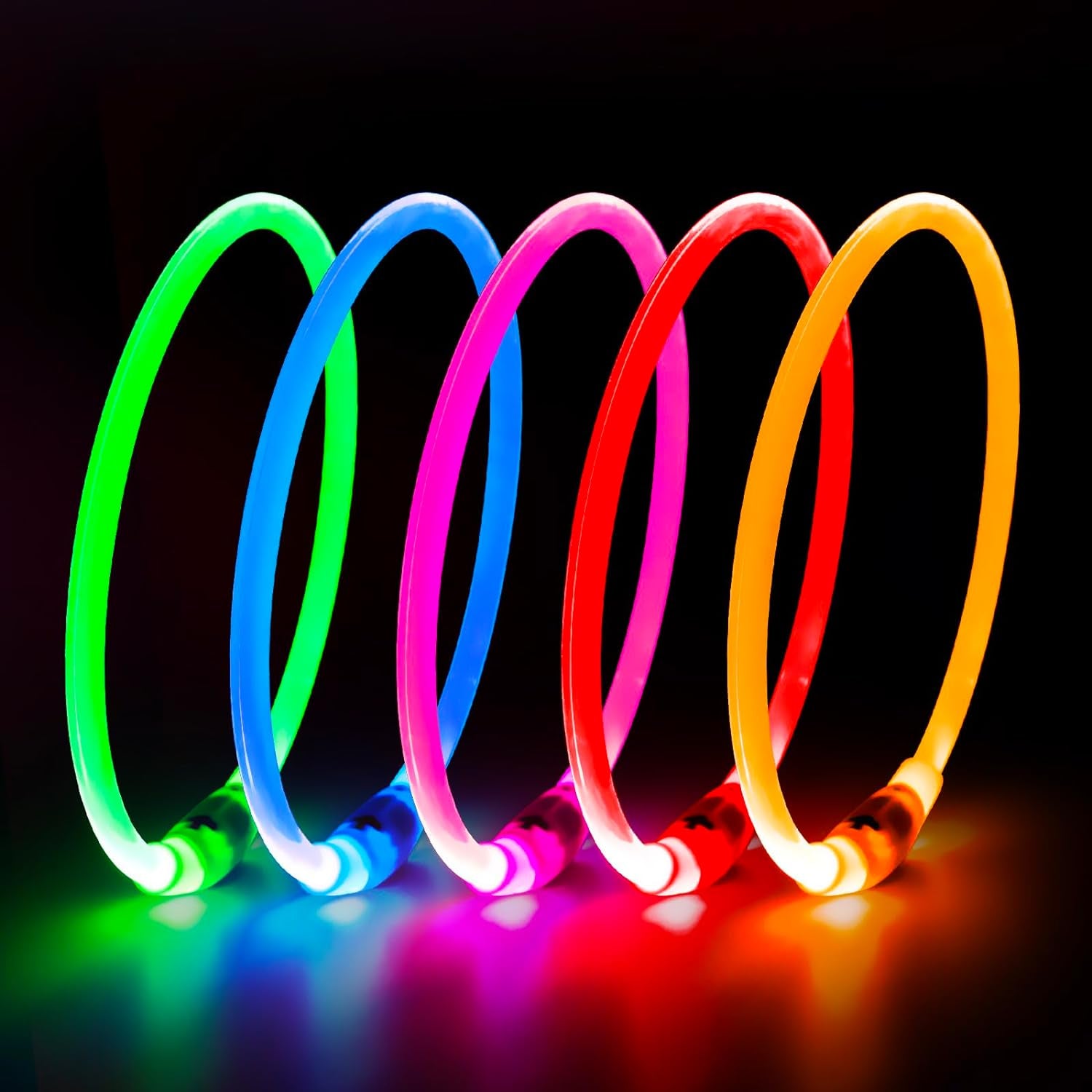 NightGlow LED Dog Collar (Red) - USB-Rechargeable - Perfect for those night walks