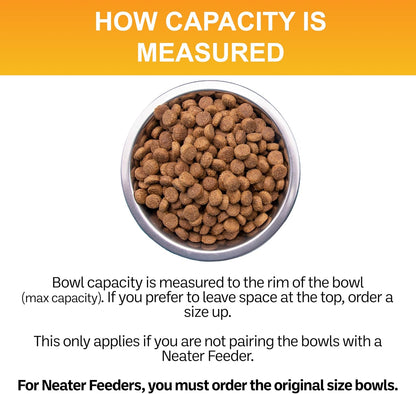 1.5 Cup (12 Oz.) Stainless Steel Dog Bowls, Set of 2 Neater Feeder Replacement Bowls (Cat/Small Models), Dog Food Bowl &amp; Water Bowl, Dishwasher Safe Metal Dish for Cats &amp; Small Dogs