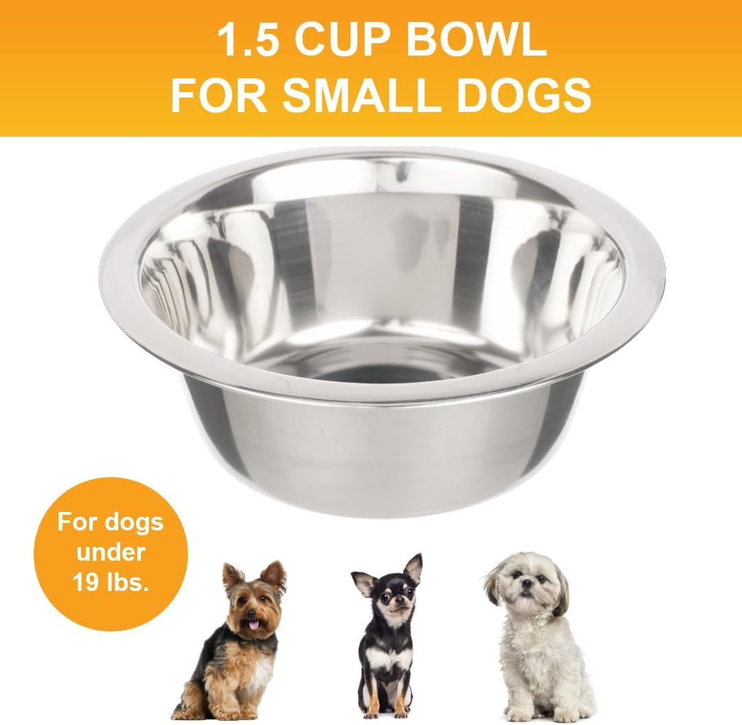 1.5 Cup (12 Oz.) Stainless Steel Dog Bowls, Set of 2 Neater Feeder Replacement Bowls (Cat/Small Models), Dog Food Bowl &amp; Water Bowl, Dishwasher Safe Metal Dish for Cats &amp; Small Dogs