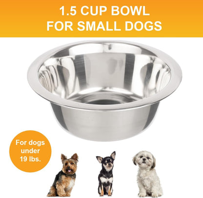 1.5 Cup (12 Oz.) Stainless Steel Dog Bowls, Set of 2 Neater Feeder Replacement Bowls (Cat/Small Models), Dog Food Bowl &amp; Water Bowl, Dishwasher Safe Metal Dish for Cats &amp; Small Dogs