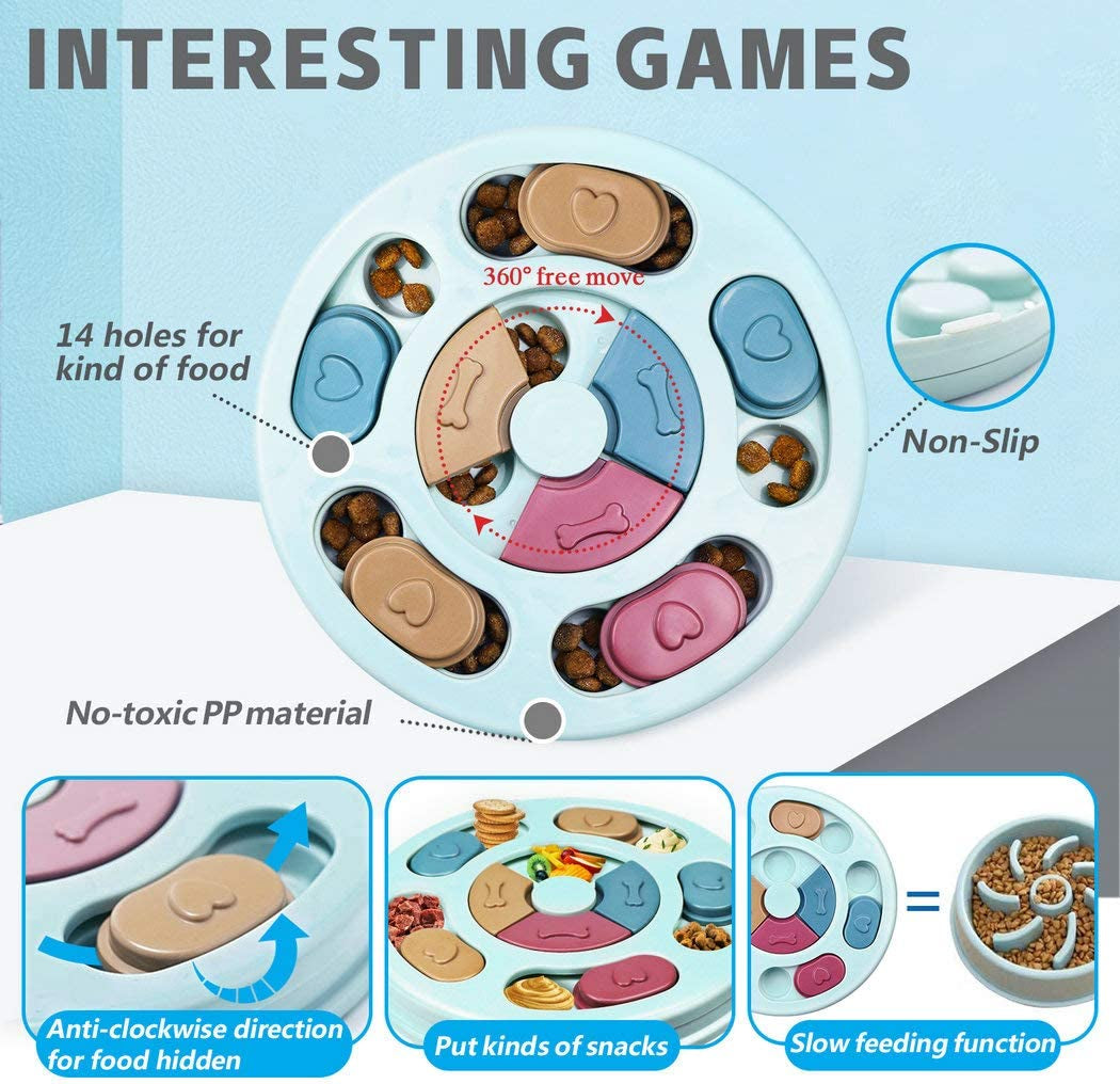 Interactive Dog Puzzle Game Toys, Dog Enrichment Toys for Puppy Mentally Stimulating Treat Dispenser Dog Treat Puzzle Feeder for Small,Medium and &amp; Large Dogs Treat Training (Blue)
