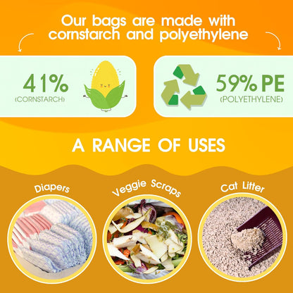 200 Counts Unscented Dog Poop Bags with Tie Handles, 41% Plant Based &amp; 59% PE Poop Bags for Dogs, Extra-Thick Doggie Poo Bag, Pet Waste Bag